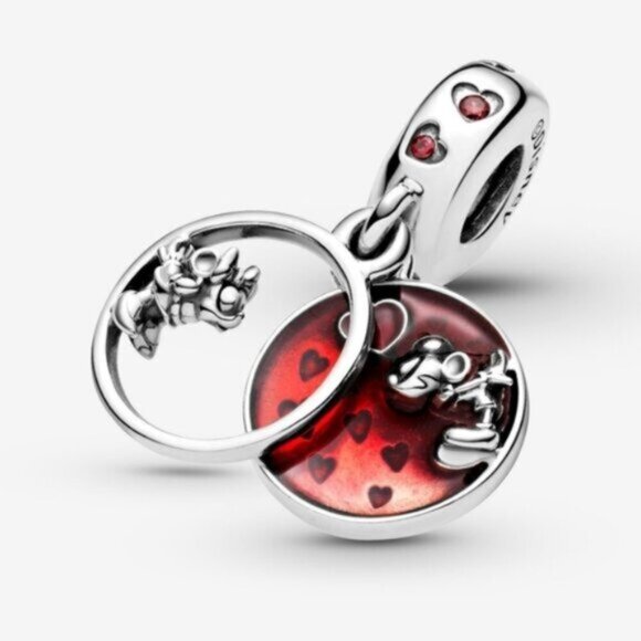 🌺Pandora Disney Mickey Mouse & Minnie Mouse Love and Kisses Dangle Charm - Picture 1 of 6